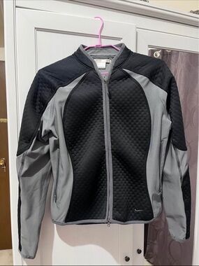 Nike Golf Black and Gray Textured Zip-Front Jacket
